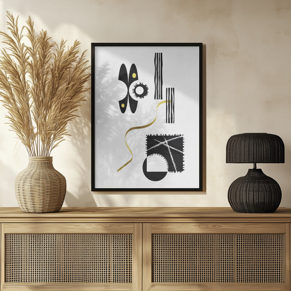 Black & White Abstract No. 3 | gold Poster